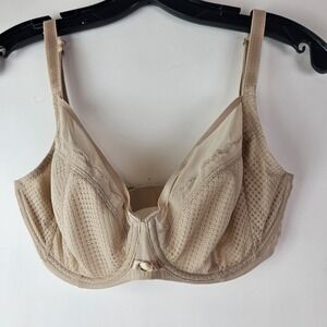 CHANTELLE 2231 Parisian Allure Size US 30DDDD Lace Plunge‎ Bra Beige Mesh Trim